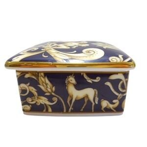 Vintage 1995 Wedgwood Greek Mythology Cornucopia Blue Trinket Blue Gold Box